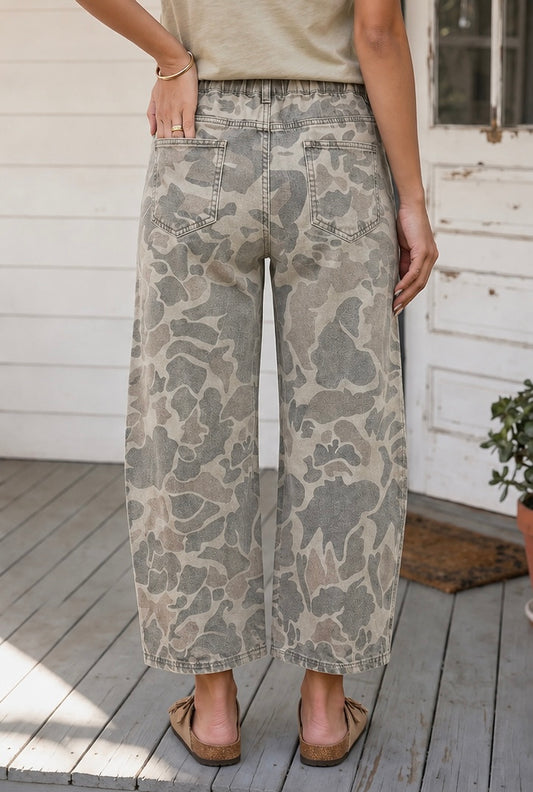 In Plain Sight Camo Crop Barrel Jeans