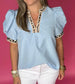 In the Wild Leopard Trim Poplin Blouse