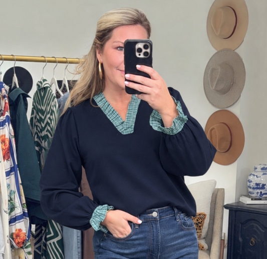 Prep Talk Ruffle Trim Blouse