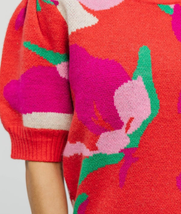 Modern Meadow Abstract Floral Knit Top