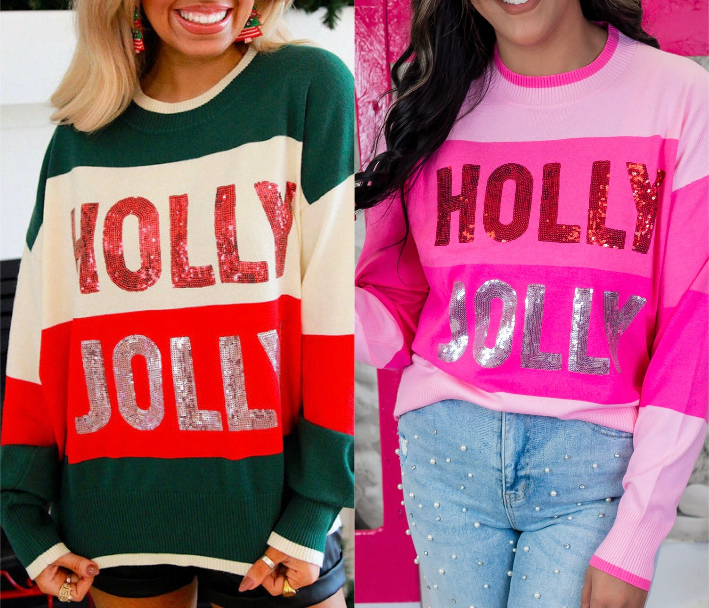 Holly Jolly Sequin Colorblock Sweater