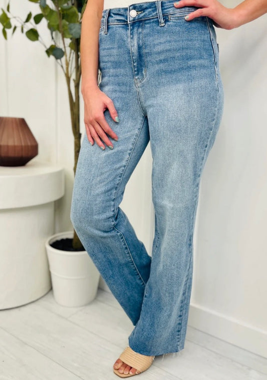 Judy Blue Raw Hem Wide Leg Denim