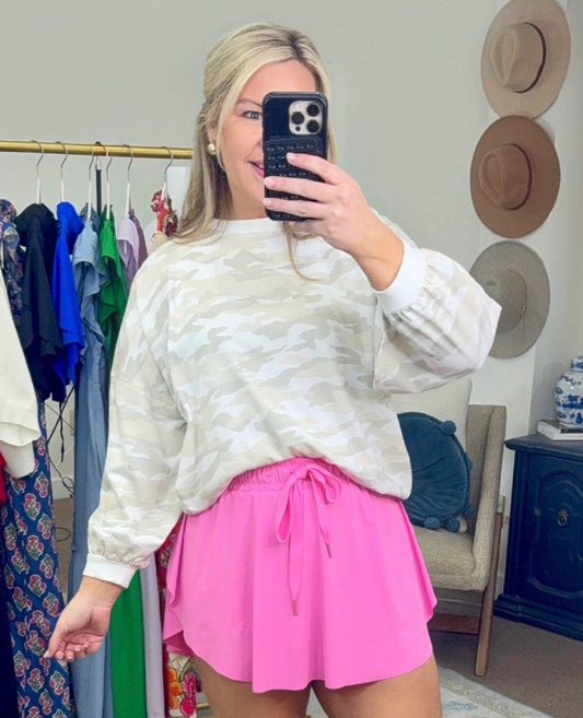 MUD PIE: Conway Pullover Top in White Camo