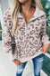 Plush Leopard Print Half Zip Pullover
