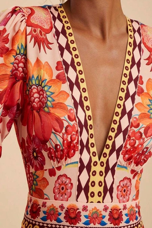 So Much Good Print Tiered Dress