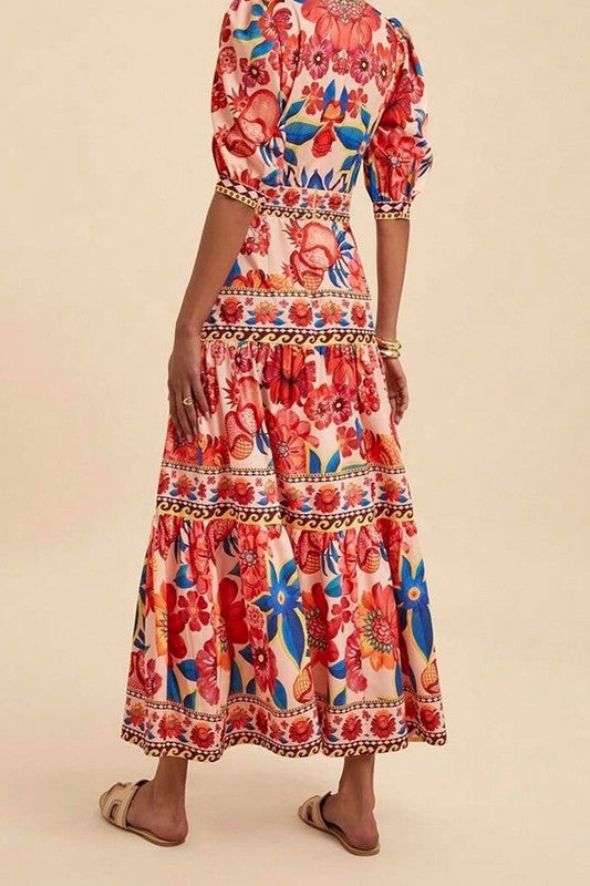 So Much Good Print Tiered Dress