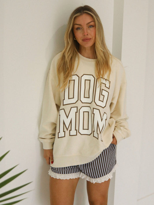 Dog Mom Slouchy Ribbed Pullover Top