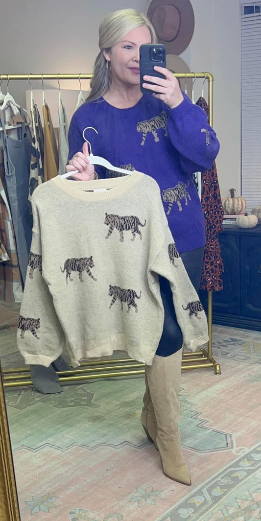 Tiger Balloon Sleeve Sweater