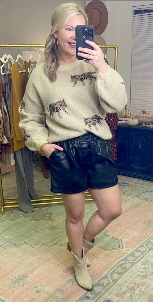 Tiger Balloon Sleeve Sweater