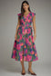 Painted Petals Watercolor Print Midi Dress