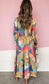 Long Sleeve Cut Out Abstract Maxi Dress