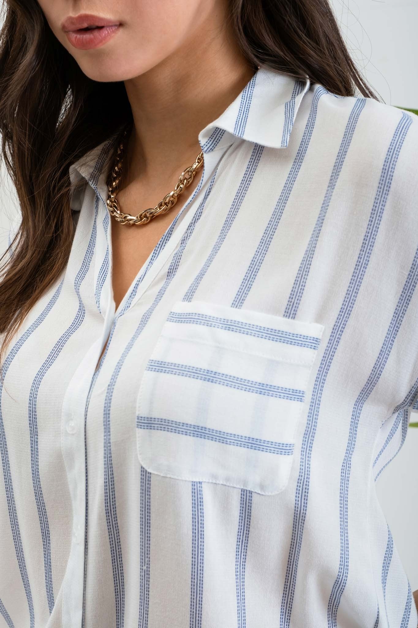 MORE COLORS Everyday Love Stripe Button Down Blouse