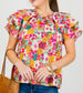 ENTRO: Precious Petals Watercolor Blouse