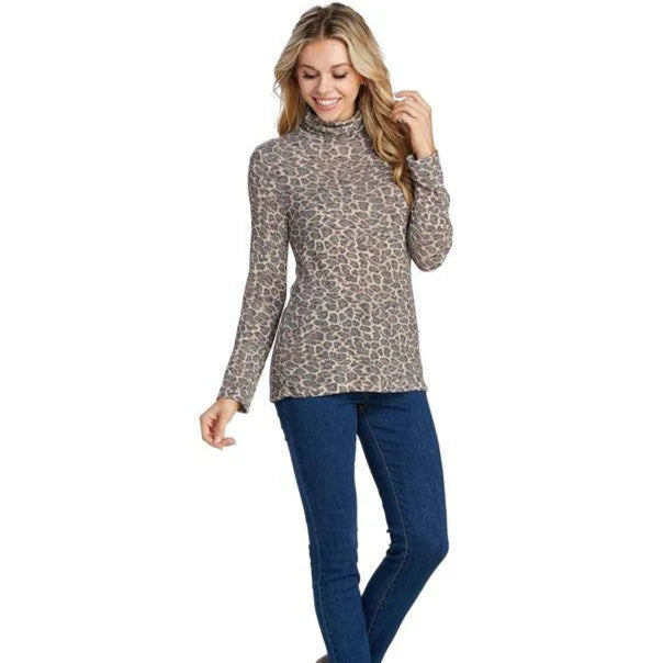 Leopard Print Knit Turtleneck
