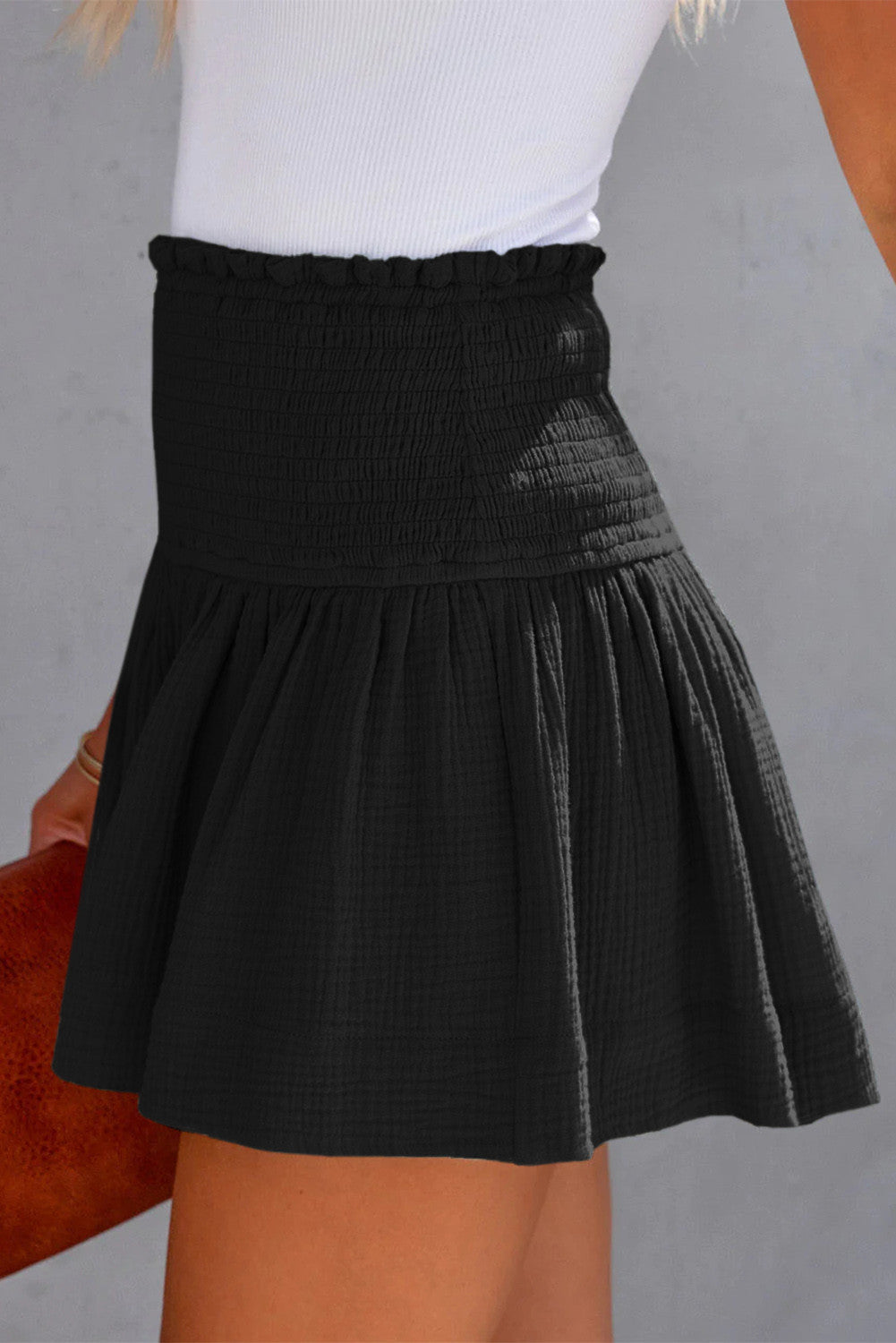 Smocked High Rise Gauzy Shorts