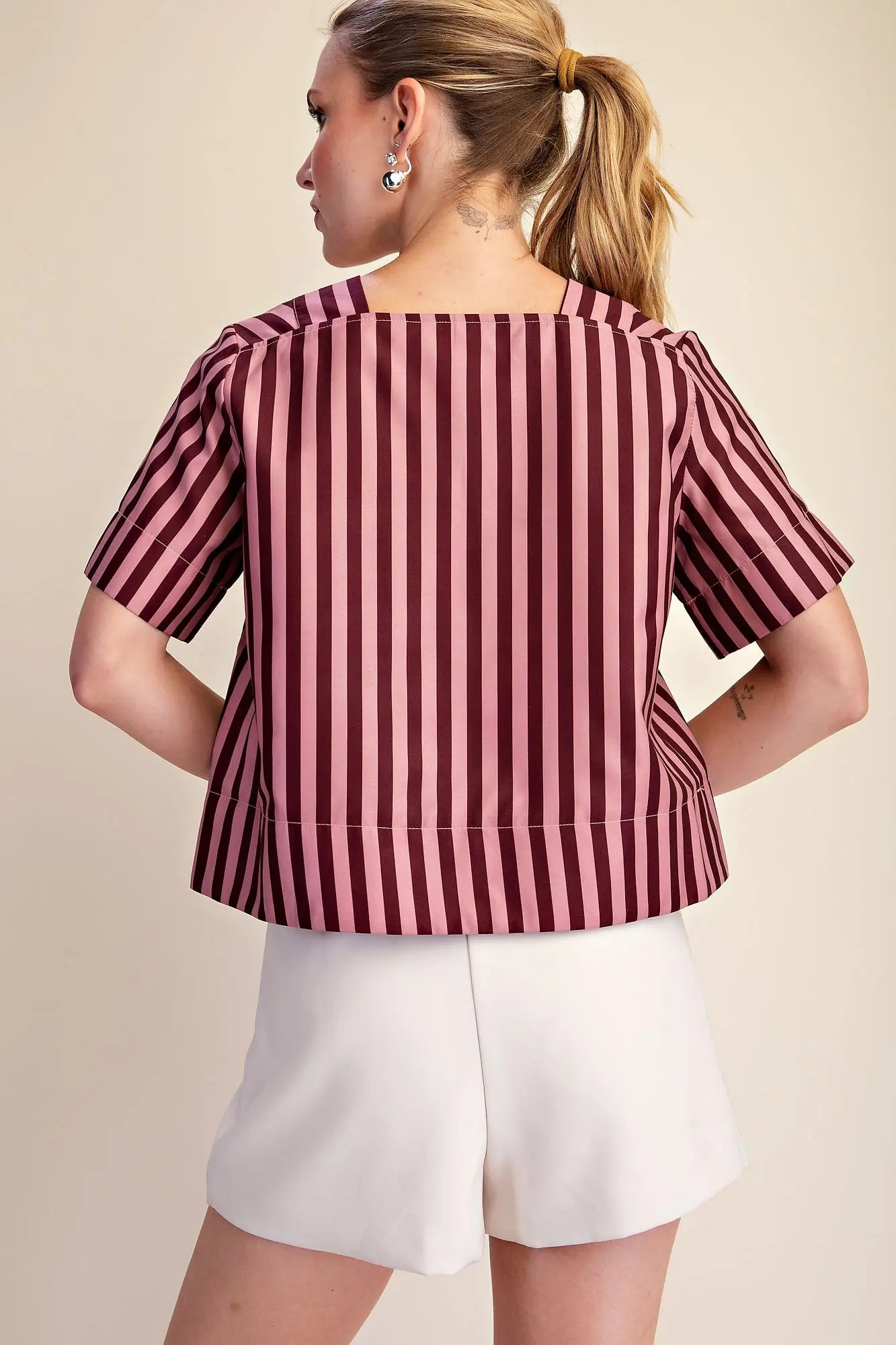 First Impression Colorblock Stripe Blouse