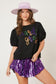 PEACH LOVE: Mardi Gras Sequin Puff Sleeve Top