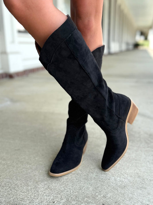 Miracle Mile Vegan Suede Boots in Black