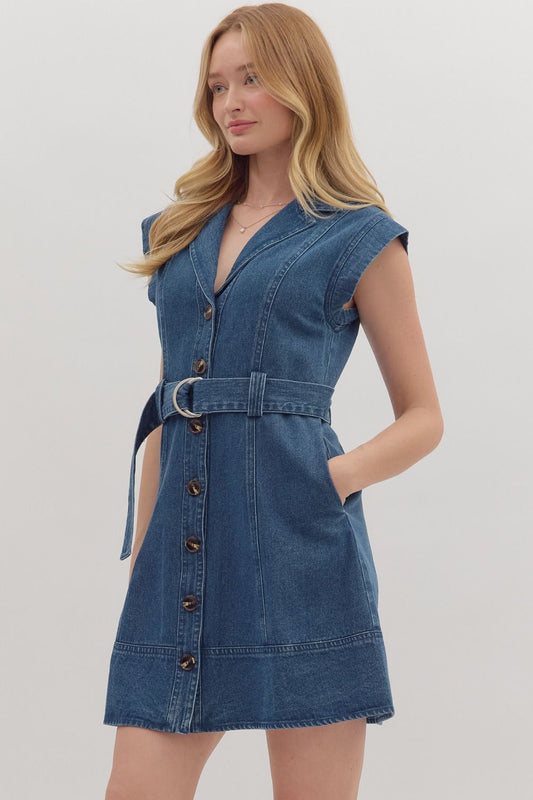 Dream in Denim Belted Shirt Dress