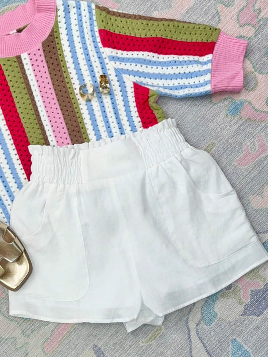 Slow Burn Smock Waist Linen Shorts