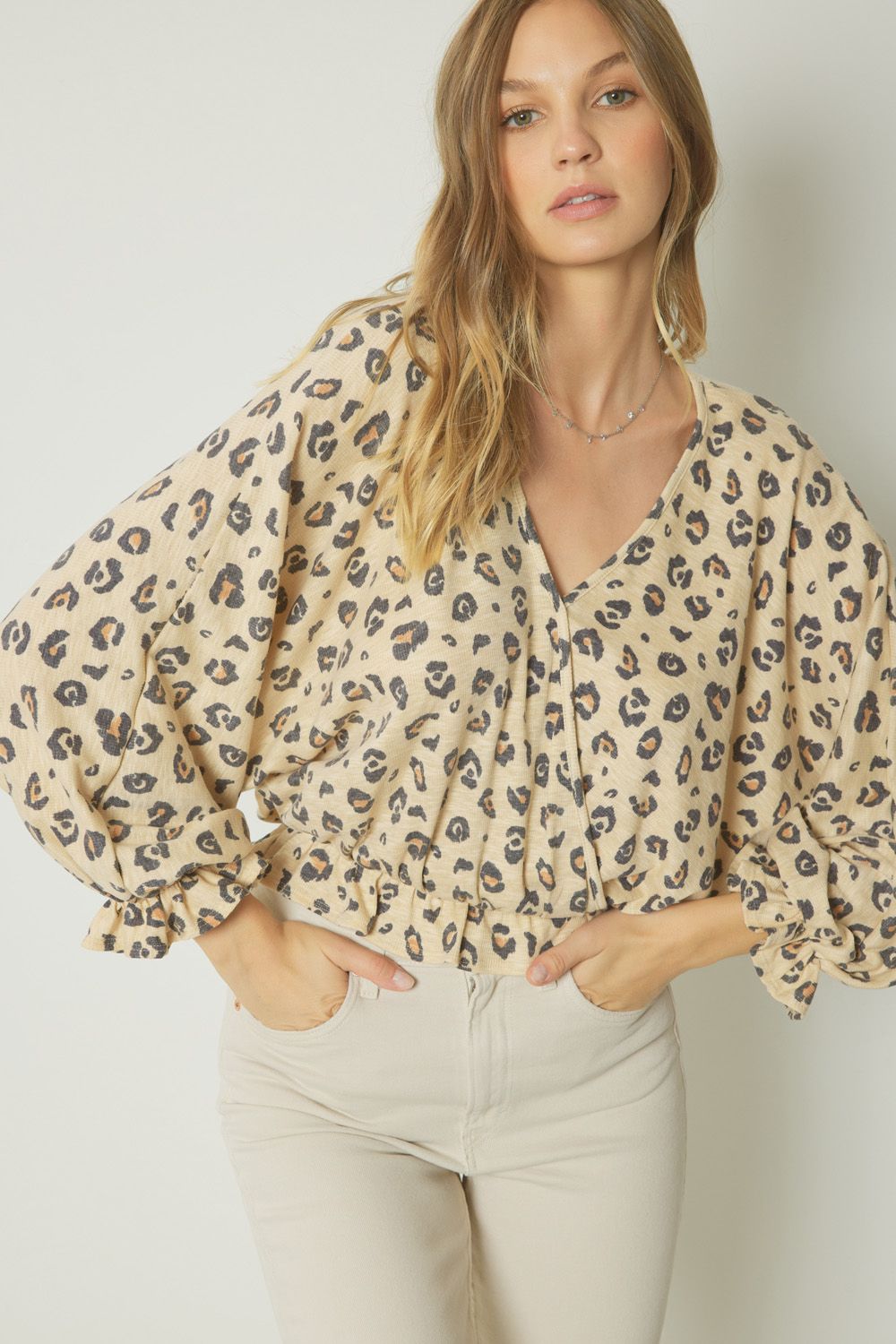 **MORE COLORS** ENTRO: She’s Smitten Leopard Print Surplice Blouse
