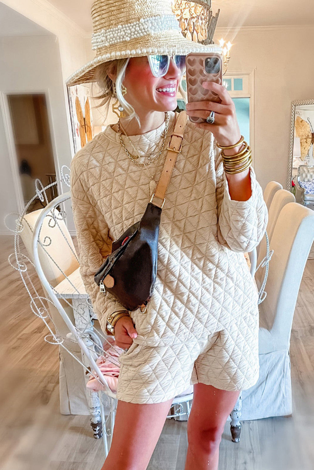 **MORE COLORS** Quilted Short Lounge Set