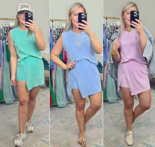✨RESTOCK✨ **MORE COLORS** On the Rise Mineral Wash Skort Set