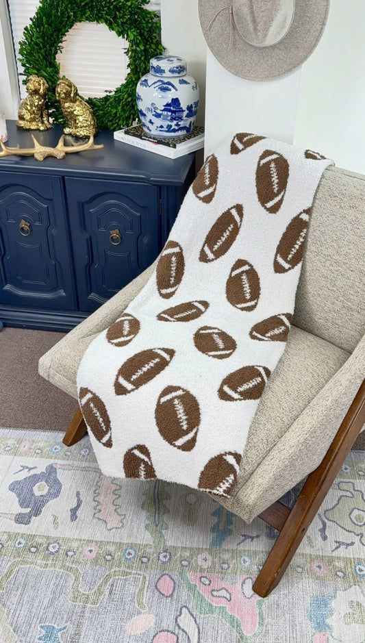Football Print Throw Blanket