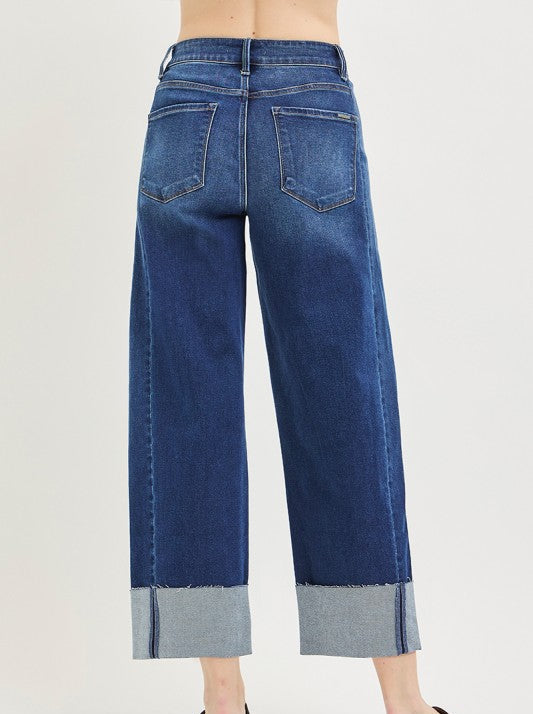 RISEN: On the Road Crop Barrel Cuffed Denim