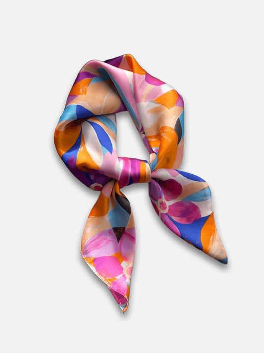 Lilac Watercolor Blooms Silk Neck Scarf