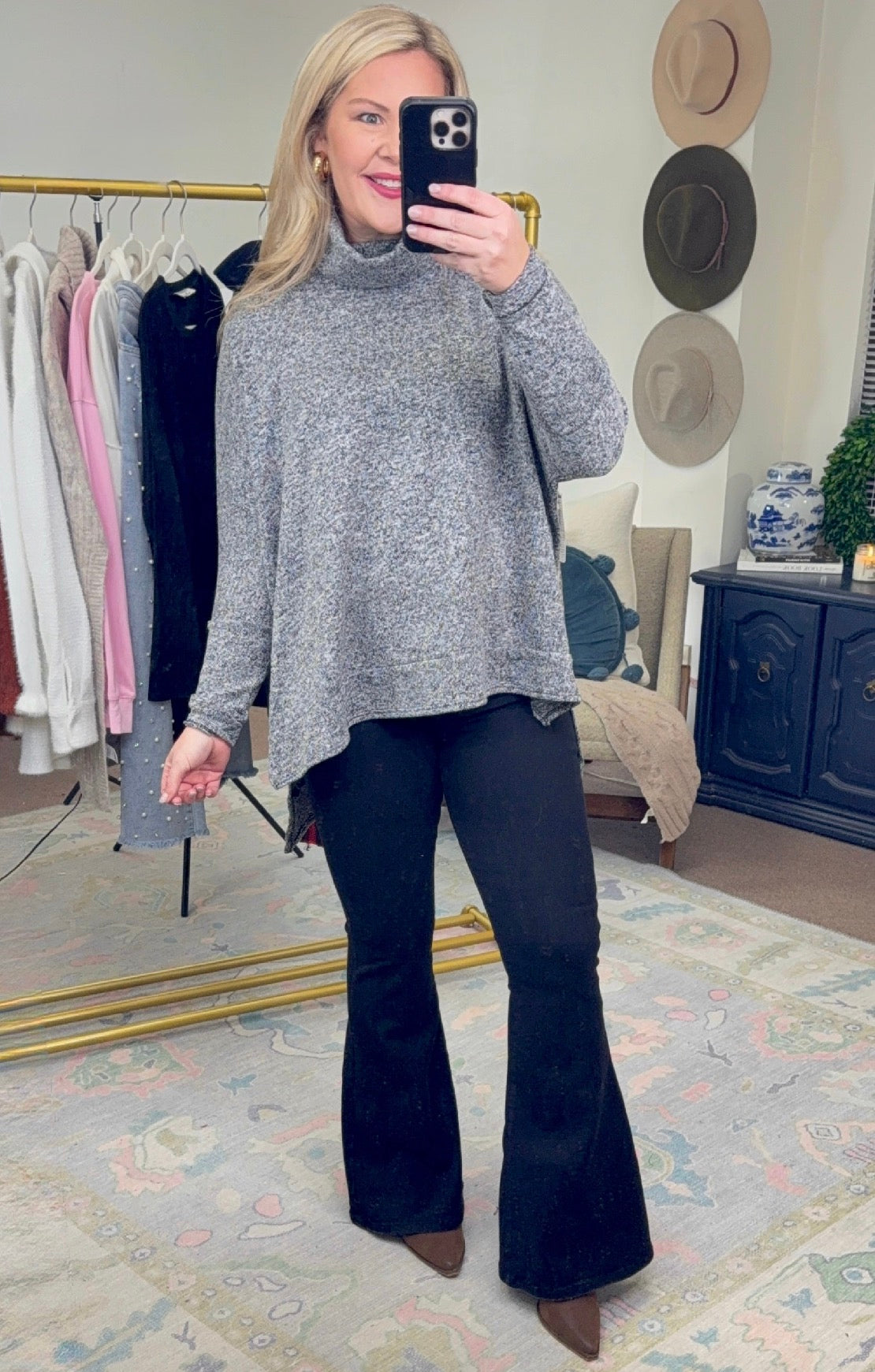 Black Flare Denim Pants