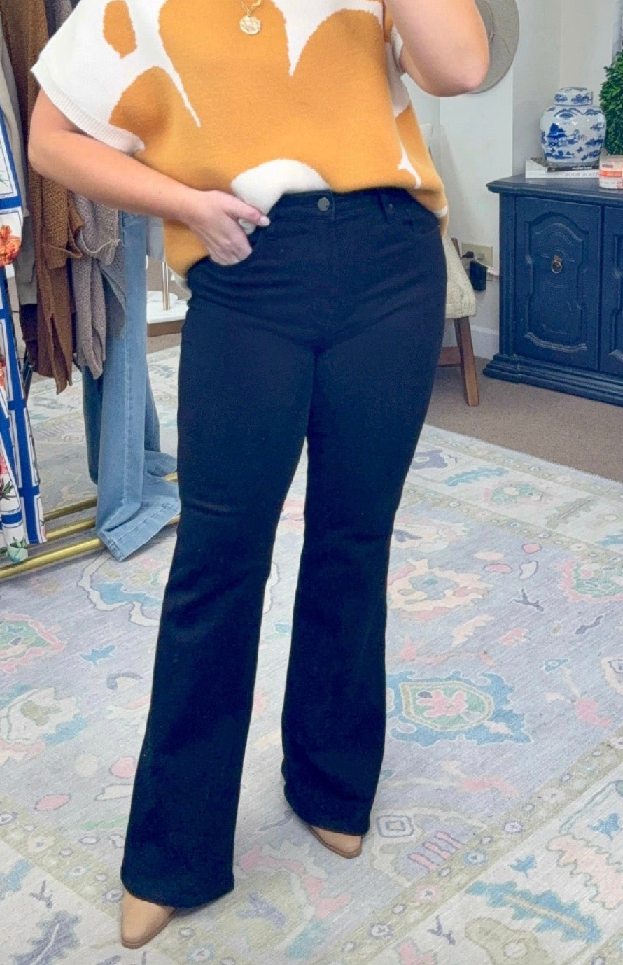 Black Flare Denim Pants