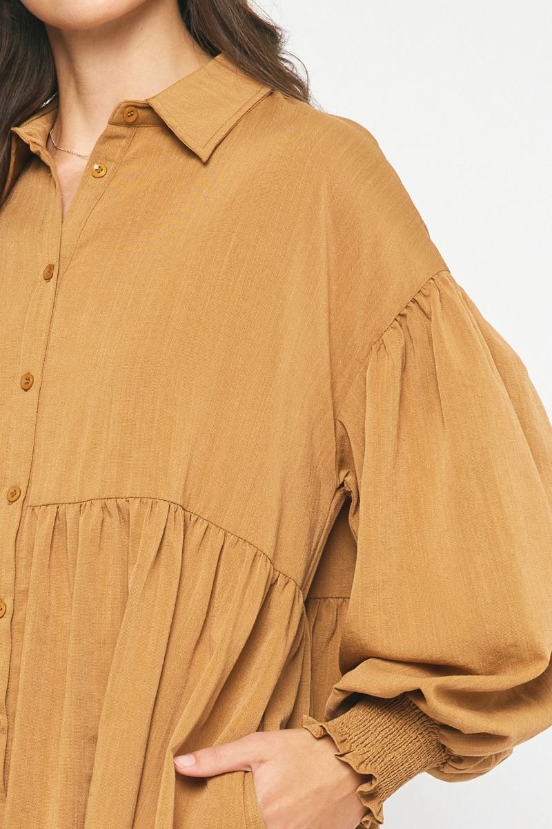 Smock Wrist Shirt Dress