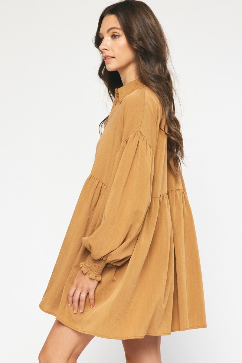 Smock Wrist Shirt Dress