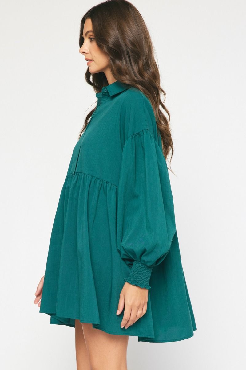 Smock Wrist Shirt Dress