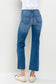 Blue Denim Raw Hem Kick Flare Denim