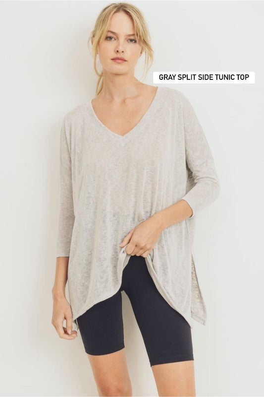 **MORE COLORS** Light Knit Split Tunic Top