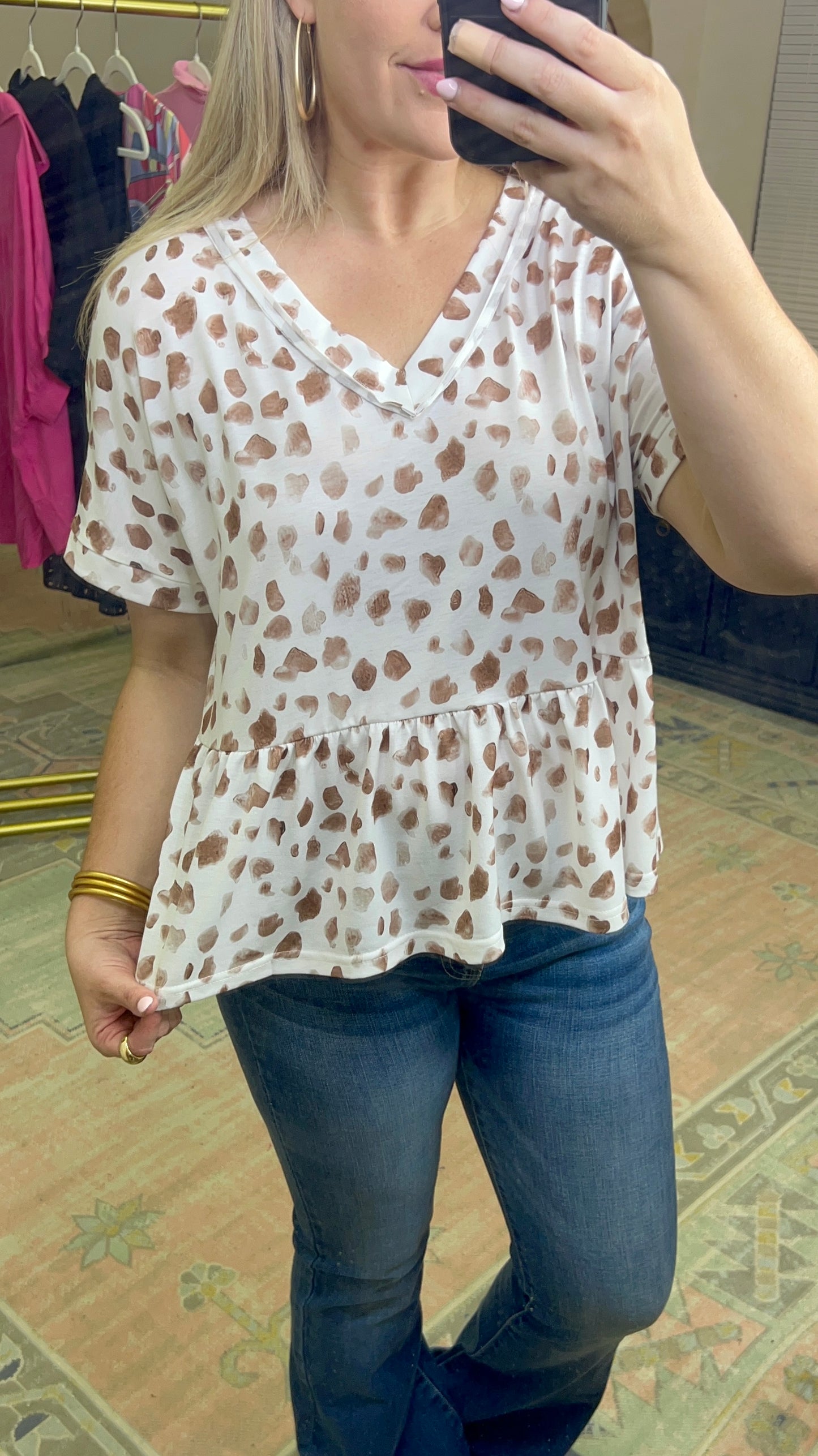 Animal Print Peplum Tee