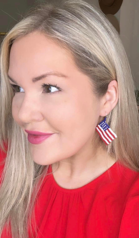 Beaded Flag Earrings