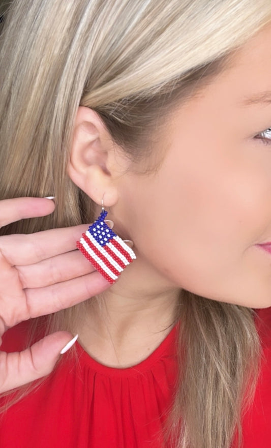 Beaded Flag Earrings