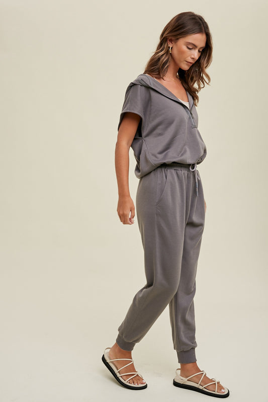 Hooded Athleisure Jumpsuit