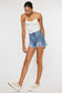 High Rise Mom Raw Hem Shorts