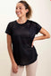 Mono B Mesh Panel Back Short Sleeve Athleisure Top