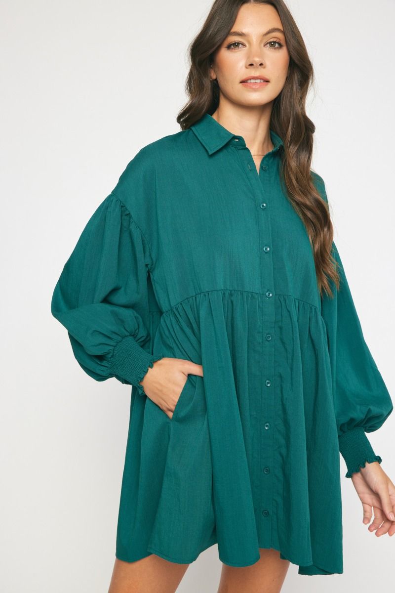 Smock Wrist Shirt Dress