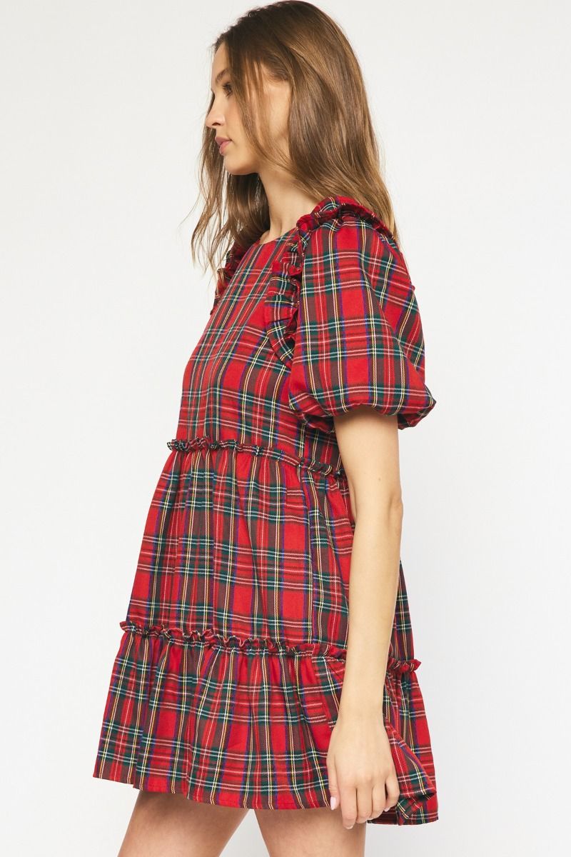 Tartan Plaid Ruffle Dress