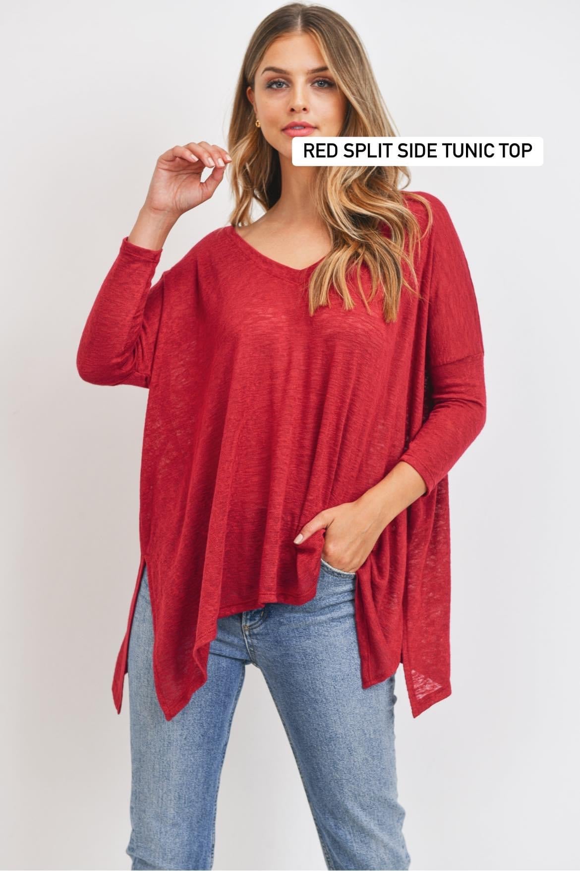 **MORE COLORS** Light Knit Split Tunic Top