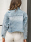 Distressed Pearl Embellished Denim Jacket