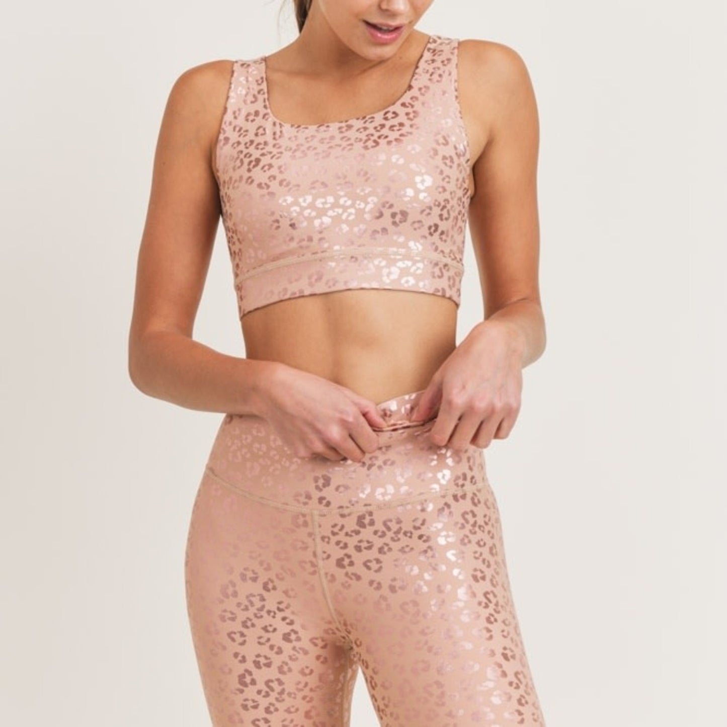 Mono B Rose Gold Leopard Print Sports Bra