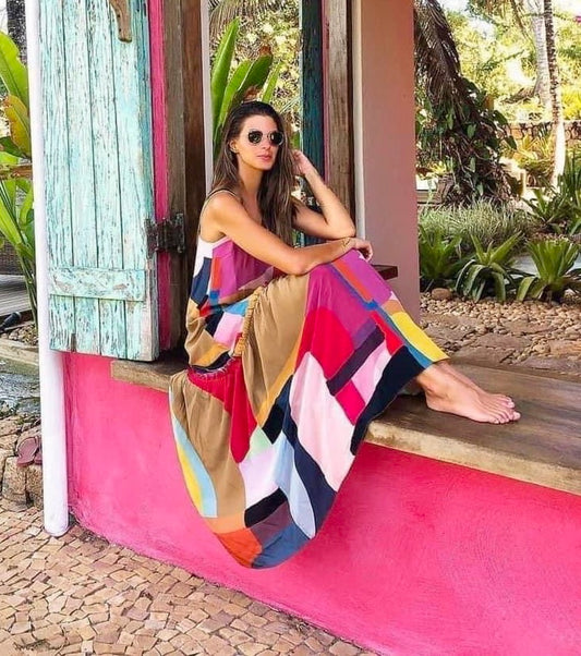 ✨RESTOCK✨ Made for Magic Color Block Ruffle Maxi Dress