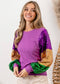 Mardi Gras Sequin Colorblock Sleeve Top